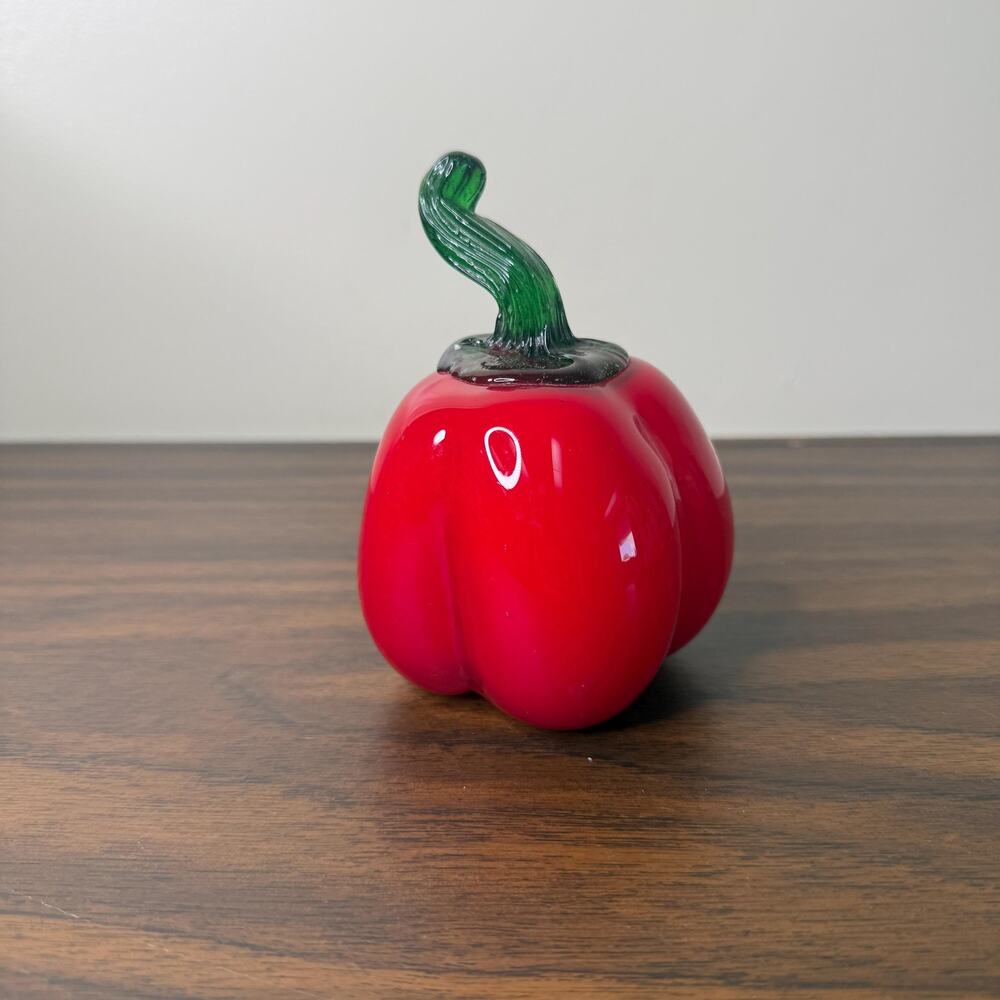 Vintage Murano Style Handblown Art Decorative Glass Vegetable - Red Bell Pepper